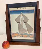 Antique Art Deco Wooden 2 Sided Photo Frame Free Standing Painting Picture Stand