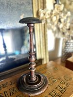 Late 1800s Yew Wood Hand Turned Wig Stand