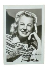 Original Photograph June Allyson with print Autograph aprox.12.5x9 cm