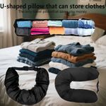 Stuffable Travel Velvet Neck Pillow Storage Bag Adjustable U-Shapes Pillow UK