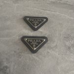 Prada Logo Triangle Black x 2 Badge Pendant clothing emblem