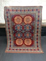 Red Vintage Turkish Oushak Wool Rug, 4.6x6ft, Antique Hand-Knotted Medallion Rug