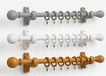Wooden Curtain Pole Set Window Rod Rings Brackets Pole Ball Finials Door Rail UK