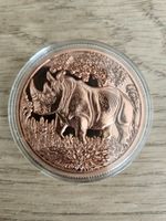 1oz 999 Fine Copper high relief Rhino Coin In Capsule