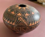 Vintage Navajo Pottery Seed Pot Signd Yabeny Dine Hand Etched Southwest Art Bowl