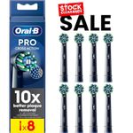 New Black Oral B Pro Cross Action Toothbrush Heads X-Shape Bristles Pack of 8