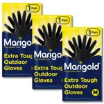 3 x Marigold Black Outdoor Gardening Rubber Gloves Extra Tough Non-Slip Grip M