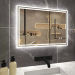 Illuminated Bathroom LED Mirror With Touch Sensor Anti-fog 3 Color Lights