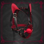 Latex Cat Mask Horse Harness Mouth Cup Ball Gag Restraint Pet Play BDSM Fetish U