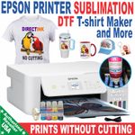 Epson Printer with Sublimation ink Heat Transfer Direct DTF T- Shirt Start Bundl
