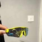 Oakley Sutro Shield Cycling Sunglasses Mirrored Multicoloured Lens Yellow Frame