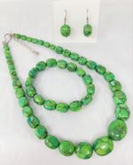 Vintage JAY KING Set Turquoise Necklace Bracelet & Earrings Apple Green