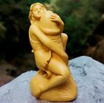 3.1 Inch Hand Carved Boxwood Figurine Netsuke Lady and Ding Ding EROT
