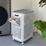 Laundry Basket with Wheels Foldable Clothes Storage Bin Hamper with Side Handles