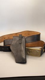 VTG US Buckle Tan side Ltd Leather Belt With Holster Colt