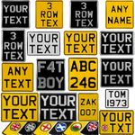 Novelty Show Pressed Number Plates Motorbike Motorcycle White Yellow Black Metal