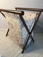 Wood Folding Freestanding Magazine Rack, Floral Fabric Sling, 1 Compartment