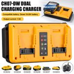 Dual-Port Battery Charger Smart LED Indicator for DEWALT 18V-20V Lithium Battery