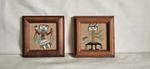 Vintage Navajo Sand Paintings Pair Handmade Native American Framed Art New Mexic