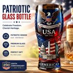 Usa 250th Anniversary Beer Glass Embossed 1776-2026 Patriotic Drinking Cup