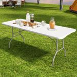 5FT/6FT Heavy DutyPlastic Folding Table for Garden, Camping, Picnic, Party & BBQ