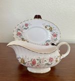 Gravy Boat With Under Plate Royal Doulton Rosell H4976 Gold Trim England