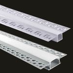 2m Plaster‑In LED Aluminium Profile Channel w/ Diffuser 9mm or 20mm Trimless