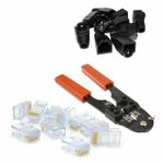 LAN KIT RJ45 Crimper Tool + 10 crimp ends +10  Black  Boots