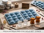2PC Mini Highland Cow Ice Cube Mold, Cute 3D Highland Cow Silicone Ice Cube Tray