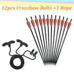 12pcs Crossbow Bolts Fiberglass Arrows +1pc Cocking Rope Outdoor Hunting Targets