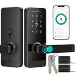 HOMCOM Smart Door Lock, Fingerprint/Passcode/APP/NFC/Key, Doorbell