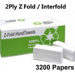 Multifold Z Fold 2 Ply Luxury White Paper Hand Interfold Towel Case of 3200