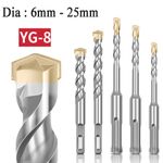 SDS + Plus Masonry Impact Drill Bits, Solid Carbide Tip,For Stone Concrete Brick