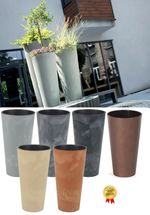 Tubus Slim Plant Pot, Concrete Effect, Indoor & Outdoor, Modern Tall Planter