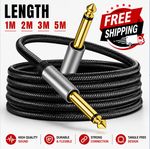 6.35mm 1/4" TS Mono Jack Guitar Instrument Cable Male to Male Lead