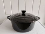 Swan Casserole Dish Ceramic Heavy Black 19cm Diameter 8cm Deep Clean condition