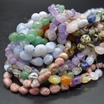 Tumbled Nugget Pebble Beads - 7mm - 10mm - 14" Strand, for Jewellery Making