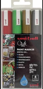 BNIB UniBall Chalk Paint Markers Medium Tip Christmas Colours! PWE-5M (Set of 4)