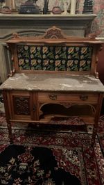 Antique Marble Top Washstand  With Mirror And Drawers