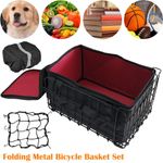 Metal Rear Bicycle Bike Basket With Removable Liner Bag Reflective Sheet Outdoor