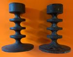Cast iron candlesticks, Robert Welch 1960s Design Centre, Chipping Camden labels
