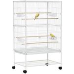 Pawhut Large Bird Cage Budgie Cage for Finch Canaries Parrot with Stand White