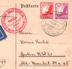 GERMANY GRAF ZEPPELIN Air Mail Card SUDETENLAND Berlin 1938 KZ236