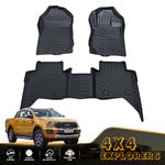3PCS Rubber Floor Mats Accessories For Ford Ranger 2012-2021 Wildtrak T6 T7 T8
