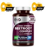Beetroot Capsules 10000mg - High Strength Beetroot Supplement 180 Vegan Capsules
