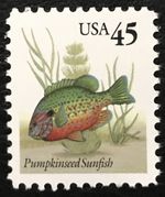 1992 Scott #2481 - 45¢ - PUMPKINSEED SUNFISH - Single Stamp - Mint NH