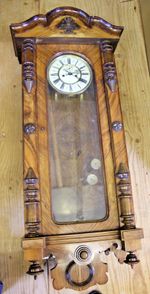 LARGE Walnut Twin Weight Vienna Wall Clock A.W. & CO Frieburg