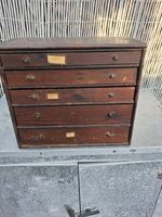 Vintage Scratchbuilt Wood 5 Drawer Engineering Chest Cabinet