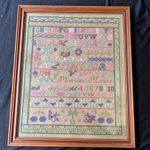Framed - embroidery sampler - Vintage - multicoloured 