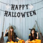 Happy Halloween Banner Black Halloween Party Decoration Hanging Background Decor
